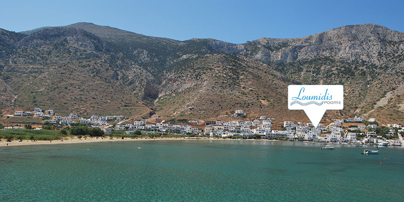 L'emplacement des chambres Loumidis à Kamares de Sifnos